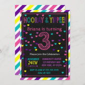 女の子の誕生日パーティーのための第3の招待状 招待状 (正面/裏面)