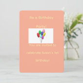 女の子の誕生日パーティーのための風船の招待状 招待状 (スタンド正面)