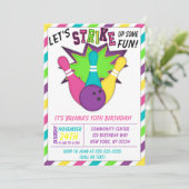 女の子の誕生日パーティーのボーリング招待状 招待状 (スタンド正面)