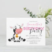 女の子の誕生日パーティーの牛 案内状 (スタンド正面)