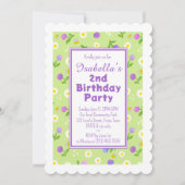 女の子の誕生日パーティーへの招待サマーピンクの開花 招待状 (正面)