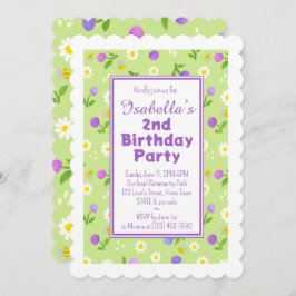 女の子の誕生日パーティーへの招待サマーピンクの開花 招待状