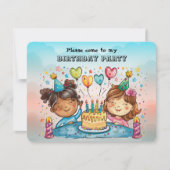 女の子の誕生日パーティーへの招待 シーズンカード (正面)