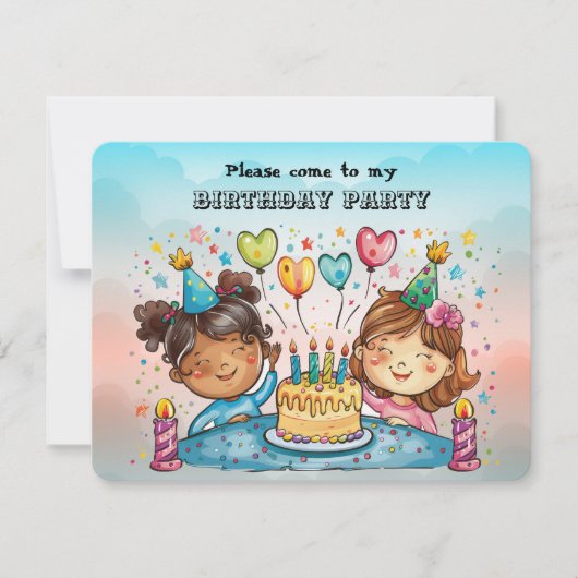 女の子の誕生日パーティーへの招待 シーズンカード (正面)