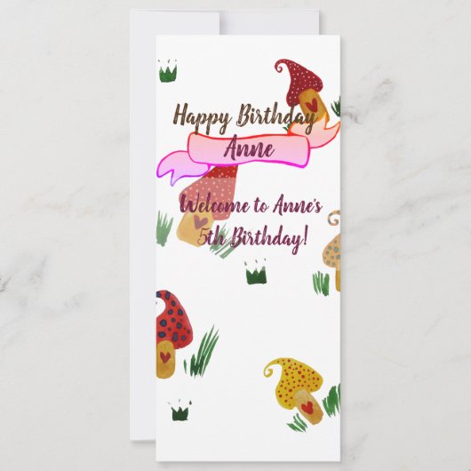 女の子の誕生日パーティーへの招待 招待状 (正面)