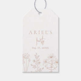 女の子の誕生日パーティーエレガントフローラシンプル ギフトタグ