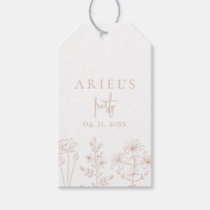 女の子の誕生日パーティーエレガントフローラシンプル ギフトタグ
