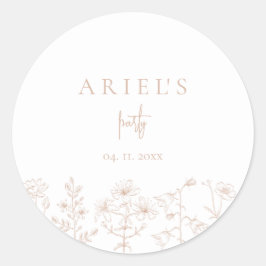 女の子の誕生日パーティーエレガントフローラシンプル ラウンドシール