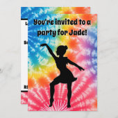女の子の誕生日パーティーパーソナライズされたティ – 染料レインボー 招待状 (正面/裏面)