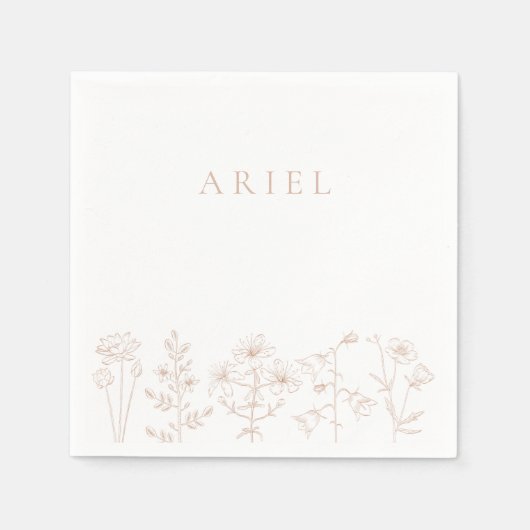 女の子の誕生日パーティーフローラエレガント紙ナプキン スタンダードカクテルナプキン (正面)