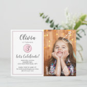 女の子の誕生日パーティー招待状フォトキャンドルケーキ 招待状 (スタンド正面)