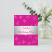 女の子の誕生日パーティー熱いピンクの花 招待状 (スタンド正面)