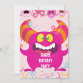 女の子の誕生日パーティー用モンスター 招待状 (裏面)