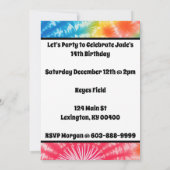 女の子の誕生日パーティー 個人用 タイダイ レインボー 招待状 (裏面)