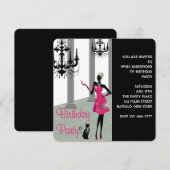 女の子の誕生日パーティー 女性 任意の年齢 招待状 (正面/裏面)