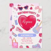 女の子の誕生日パーティー 招待状 (正面/裏面)