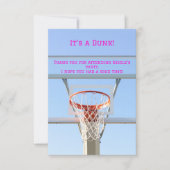 女の子の誕生日パーティー 青い空 バスケットボール ゴール サンキューカード (正面)