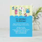 女の子の誕生日プールパーティー招待状 招待状 (スタンド正面)