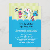 女の子の誕生日プールパーティー招待状 招待状 (正面/裏面)