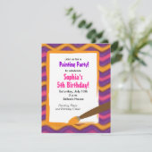 女の子の誕生日ペイントパーティー 招待状 (スタンド正面)