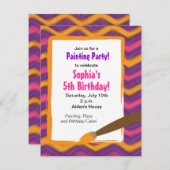 女の子の誕生日ペイントパーティー 招待状 (正面/裏面)