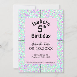 女の子の誕生日ポルカドットイニシエーション 招待状