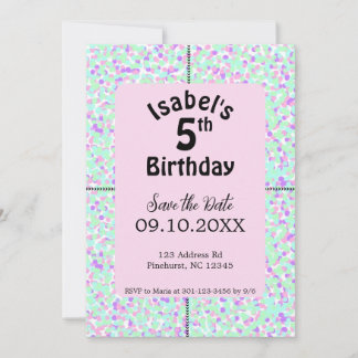 女の子の誕生日ポルカドットイニシエーション 招待状