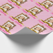 女の子の誕生日ポートレートDIYあなたの写真と名前を追加 ラッピングペーパー (角)