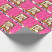 女の子の誕生日ポートレートDIYあなたの写真と名前を追加 ラッピングペーパー (角)