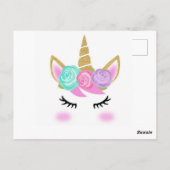 女の子の誕生日ユニコーンテーマ ありがとう ポストカード (裏面)