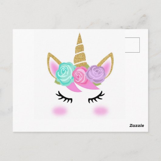 女の子の誕生日ユニコーンテーマ ありがとう ポストカード (裏面)