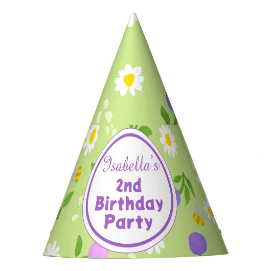 女の子の誕生日夏のパーティーハットピンクの花 パーティーハット (正面)