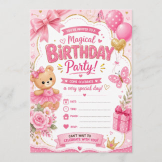 女の子の誕生日招待状