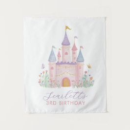 女の子の誕生日背景 プリンセス パーティ 城 タペストリー