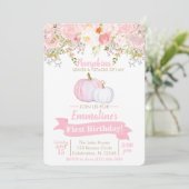 女の子の誕生日 かぼちゃ 花園 招待状 (スタンド正面)