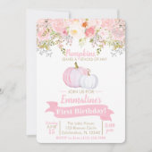 女の子の誕生日 かぼちゃ 花園 招待状 (正面)