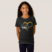 女の子の誕生日 ゴールドラメ ハート クラウン デザイン Tシャツ (正面フル)