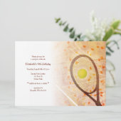 女の子の誕生日 小さなハート テニスパーティー 招待状 (スタンド正面)