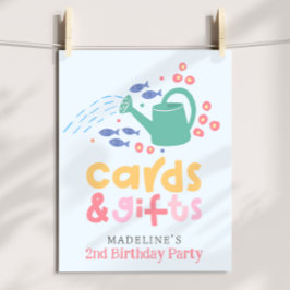 女の子の誕生日 水やりのジョウロ 花のカードとギフト ポスター