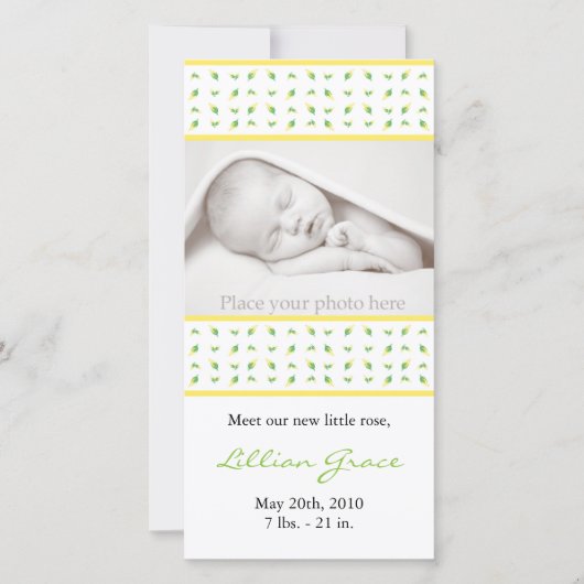 女の子の誕生発表 - フォトカード 案内状 (正面)