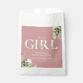 女の子の誕生 ガーリー グリーン ダスティ ローズ ピンク ベイビー シャワー フェイバーバッグ (正面)