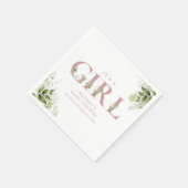 女の子の誕生 ガーリー グリーン ダスティ ローズ レター ベイビー シャワー スタンダードカクテルナプキン (角)