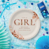 女の子の誕生 ガーリー フラワー レター ベイビー シャワー ペーパープレート (パーティー)