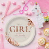 女の子の誕生 ガーリー フラワー レター ベイビー シャワー ペーパープレート (パーティー)