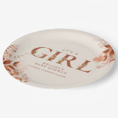 女の子の誕生 ガーリー フラワー レター ベイビー シャワー ペーパープレート (アングル)