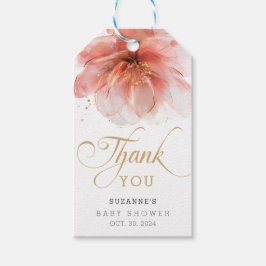 女の子の誕生 ピンクゴールド フローラル モダン サンクス ギフト ギフトタグ
