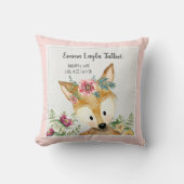 女の子の誕生Statsのシカの水彩画の森林動物 クッション (正面)