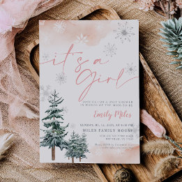 女の子の誘いだ冬の赤ちゃんシャワー 招待状