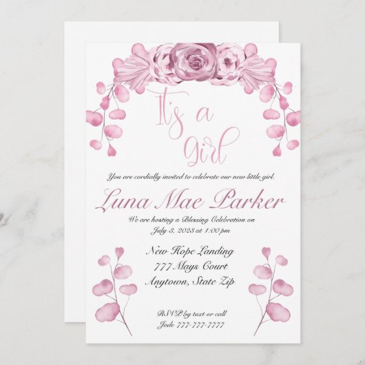 女の子の誘い賛美や献身 招待状 (正面/裏面)