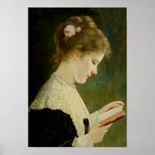 女の子の読書ヴィンテージの芸術ポスター ポスター